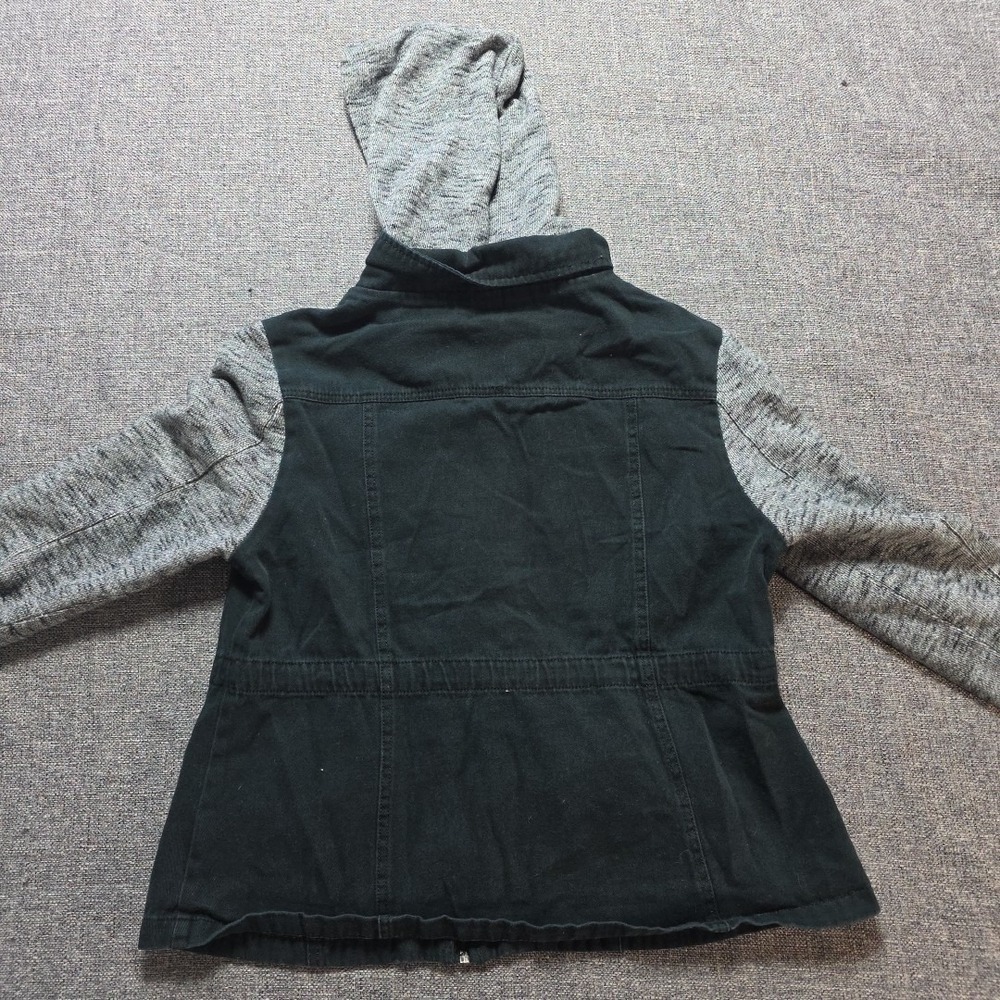 Ashley Utility Collection Size Large Denim & Knit Jacket Zip Front Black Grey L - Picture 9 of 9